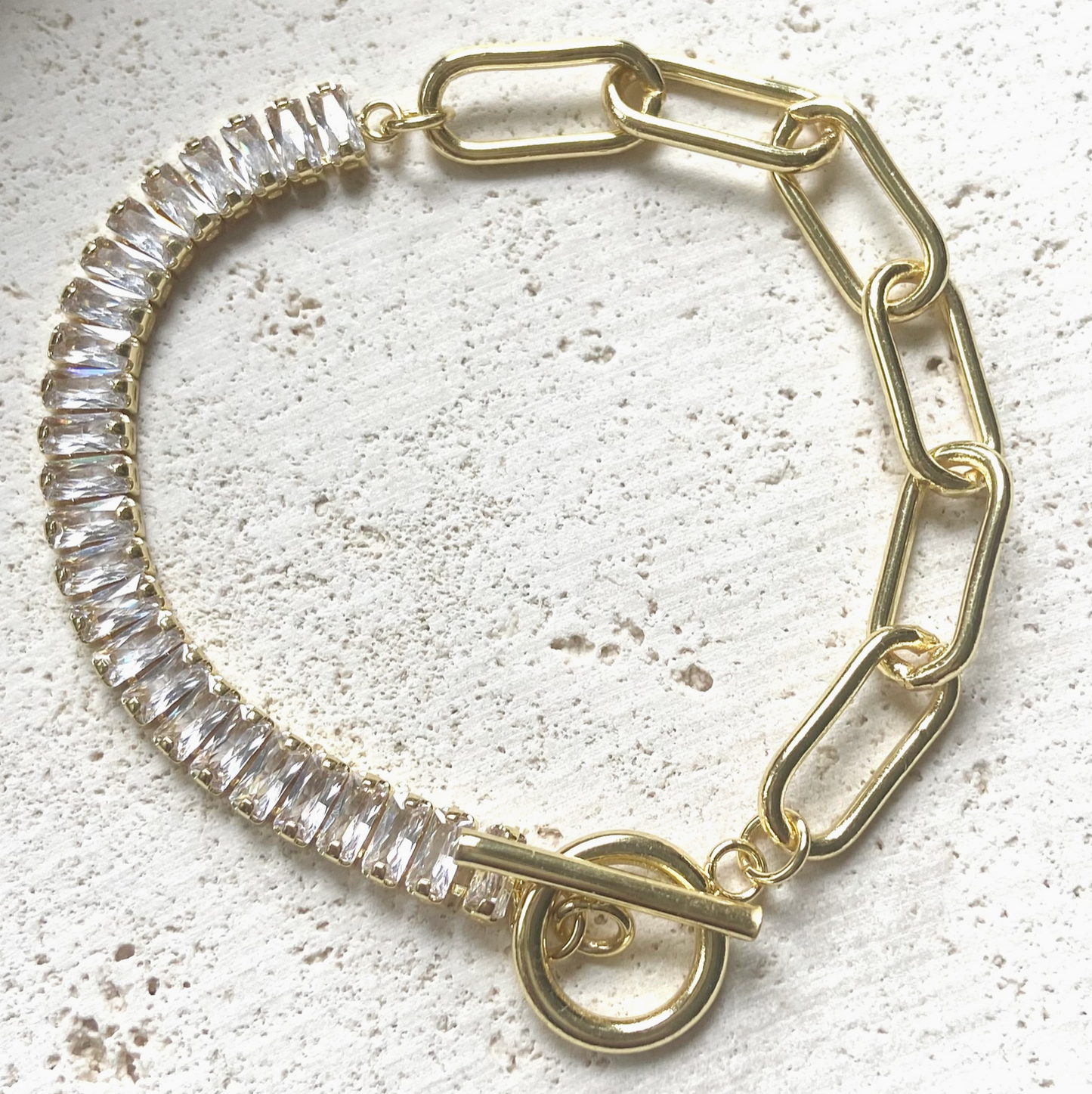 Gold & Crystal Paperclip Bracelet